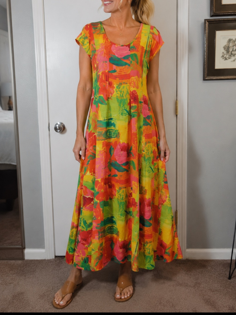 Jam’s World Vibrant Multi-Color Rose Fusion Floral Hawaiian Maxi Dress. Size XL.